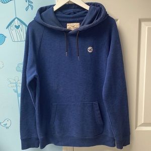 Hollister Blue Black Warm Hoodie Kangaroo Pockets & Drawstrings Men's Size M !